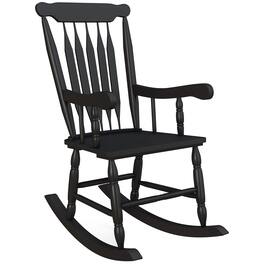 Outsunny - Outdoor Wood Rocking Chair, 350 lbs. Porch Rocker with High Back for Garden, Patio, Balcony - Black