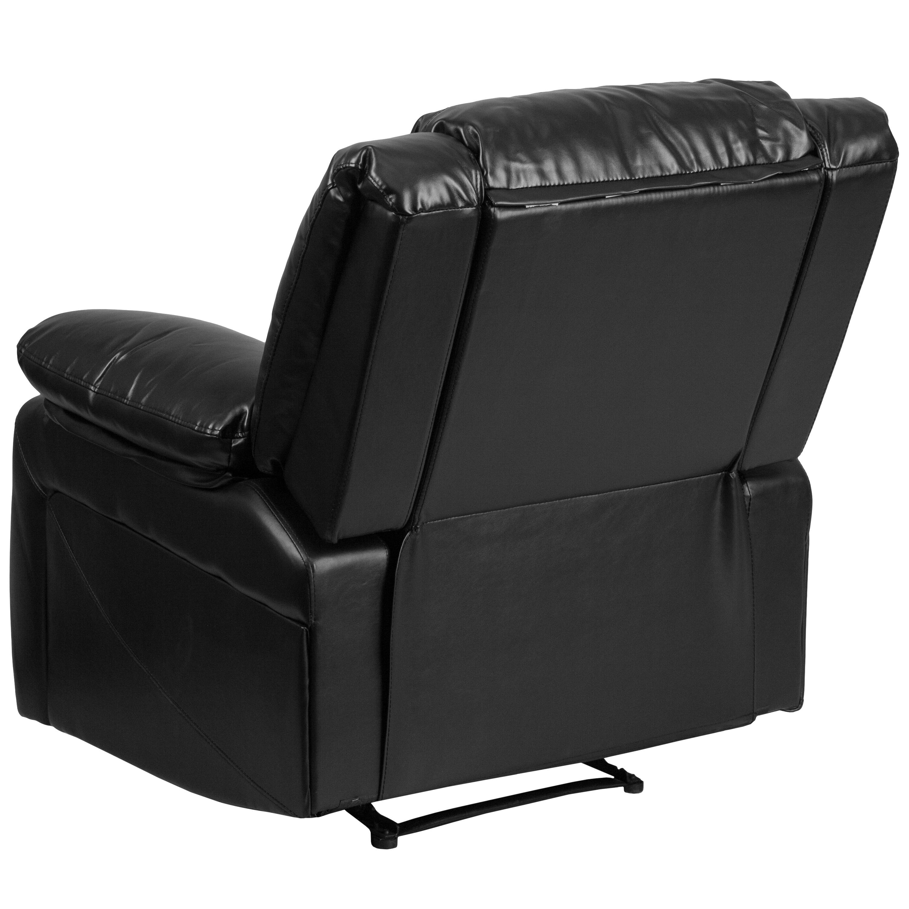 Alt View 4. Emma + Oliver - Recliner with Bustle Back and Padded Arms - Black LeatherSoft.