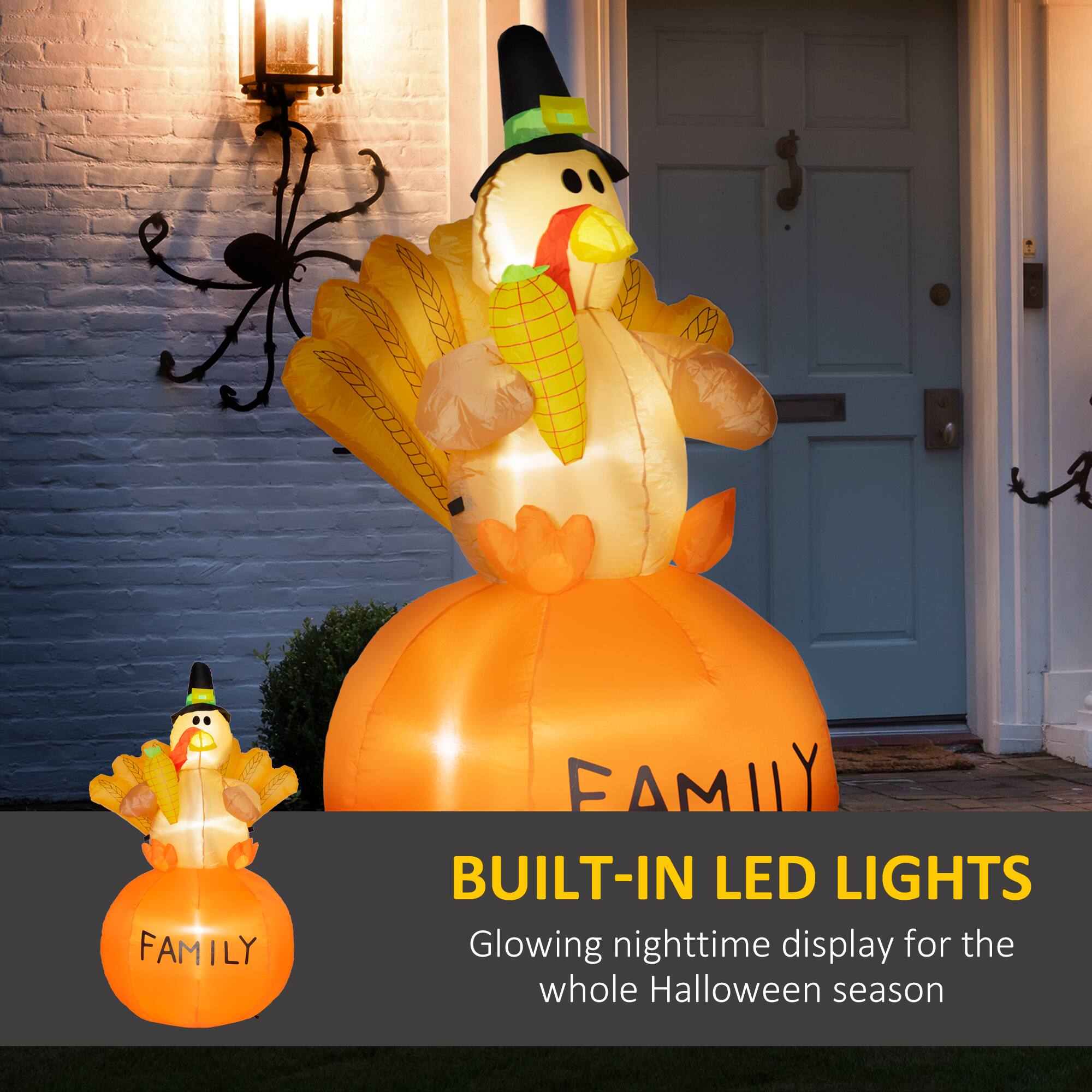 **BUILT-IN LED LIGHTS**

Glowing nighttime display for the whole Halloween season

**FAMILY**