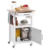 Front. VEVOR - Kitchen Island Cart with Single Door Cabinet, Mobile Carts with Drawer, Towel Rack, Portable Table on Swivel Wheels - White.
