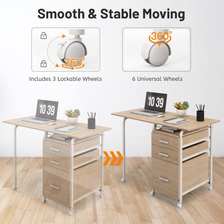 Smooth & Stable Moving  
360°  
Includes 3 Lockable Wheels  
6 Universal Wheels  
10.39