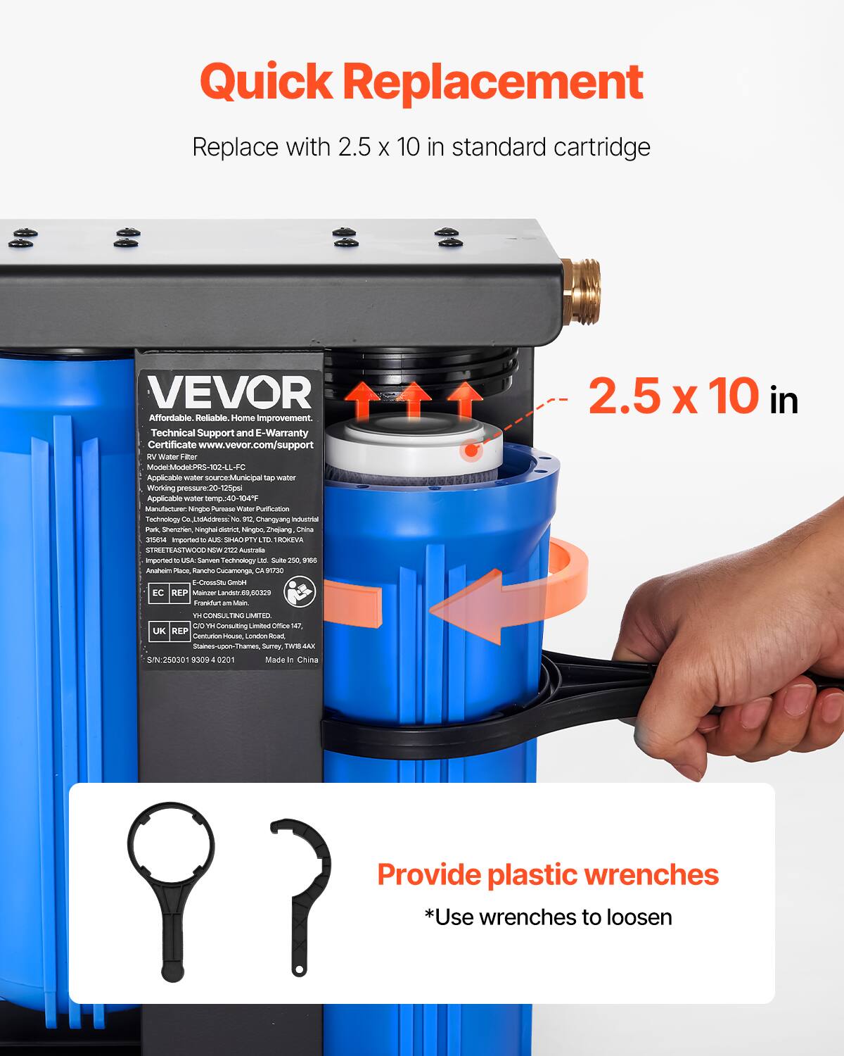 VEVOR RV Water Filtration System, 2 Cartridge Water Filter System for ...
