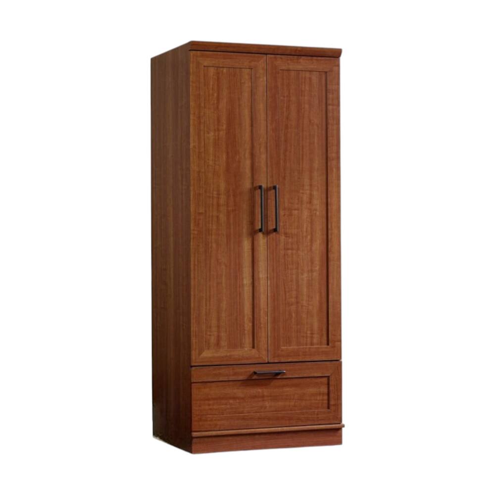 Front. SlickBlue - Functional Sienna Wardrobe Armoire – Bedroom Cabinet for Clothes Organization - Oak.