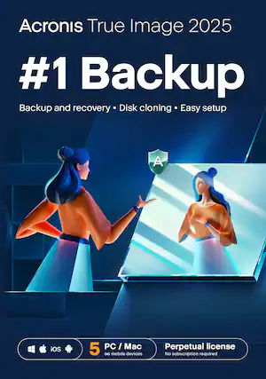 Acronis True Image 2025
#1 Backup
Backup and recovery • Disk cloning • Easy setup
PC / Mac
iOS
5
∞ mobile devices
Perpetual license
No subscription required