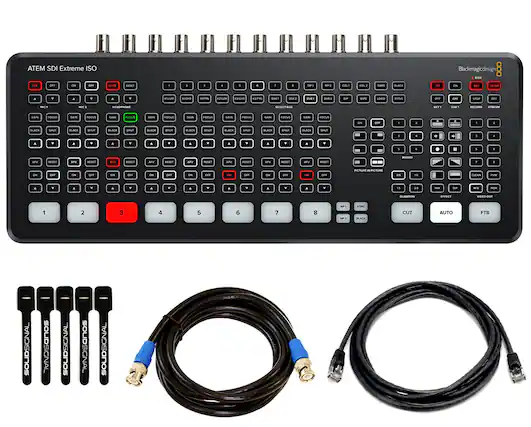 ATEM SDI Extreme ISO
Blackmagic Design
1. MIC 1
- GAIN
- FOCUS
- BLACK
- SHUT
2. MIC 2
- GAIN
- FOCUS
- BLACK
- SHUT
3. HEADPHONES
- GAIN
- FOCUS
- BLACK
- SHUT
4. DISK 1
- ON/OFF
- REC
- STOP
5. DISK 2
- ON/OFF
- REC
- STOP
6. OVER
- ON/OFF
7. DVI 1
- ON/OFF
8. DVI 2
- ON/OFF
9. SDI 1
- ON/OFF
10. SDI 2
- ON/OFF
11. SDI 3
- ON/OFF
12. SDI 4
- ON/OFF
13. SDI 5
- ON/OFF
14. SDI 6
- ON/OFF
15. SDI 7