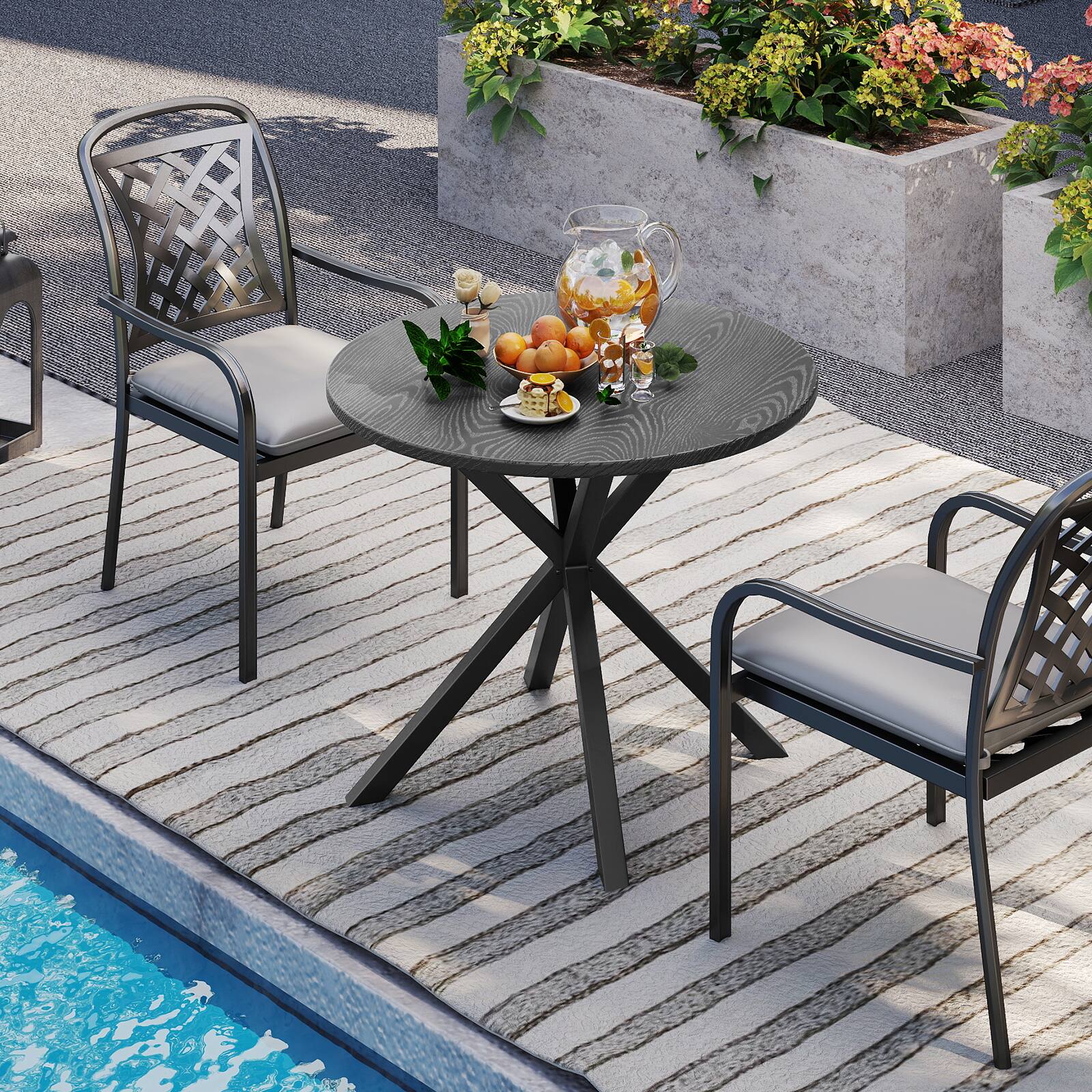 Alt View 5. Gymax - Gymax 34 Inch Round Patio Bistro Table w/ Wood-Like Top & X-Shaped Legsfor Outside - Gray.