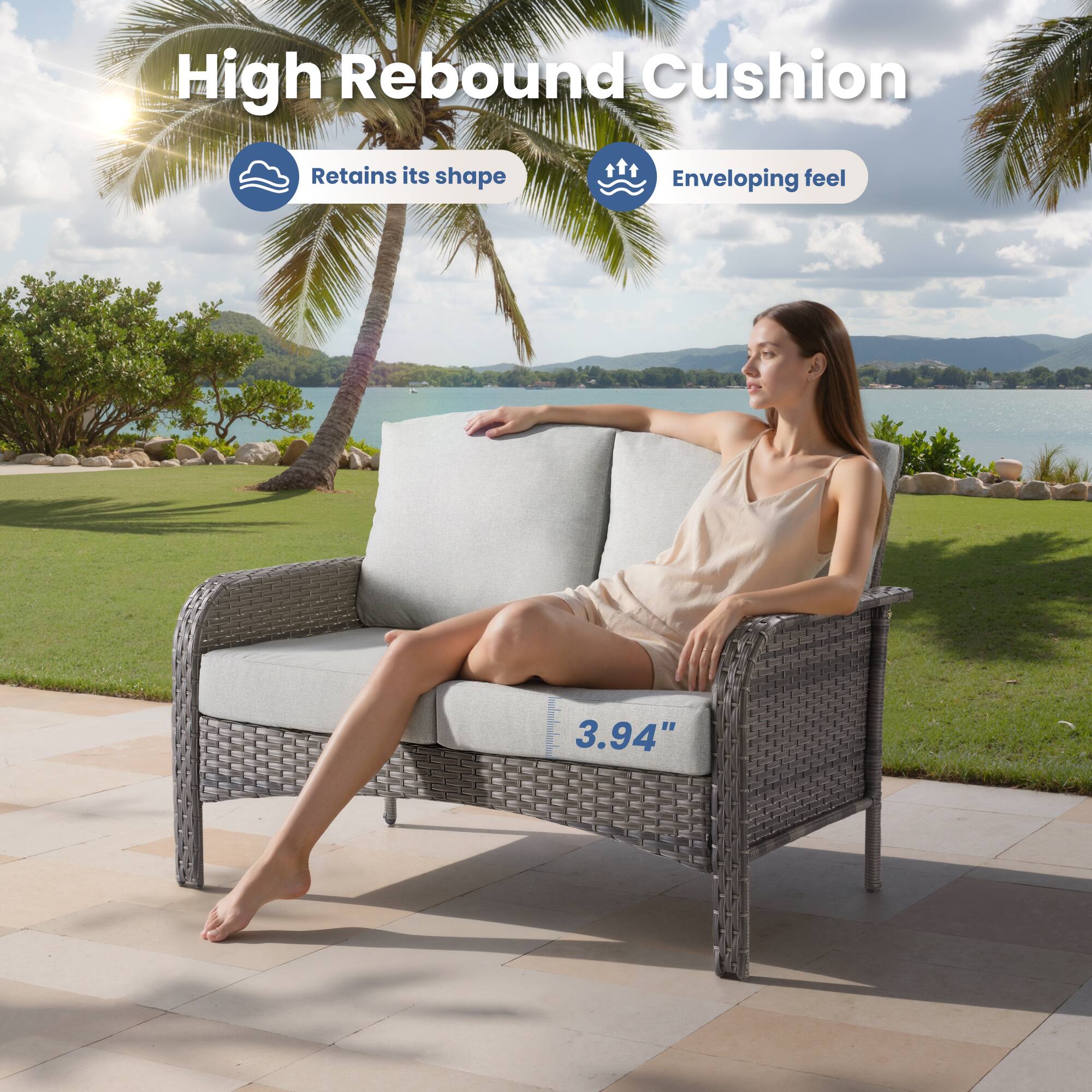 High Rebound Cushion  
Retains its shape  
Enveloping feel  
3.94"