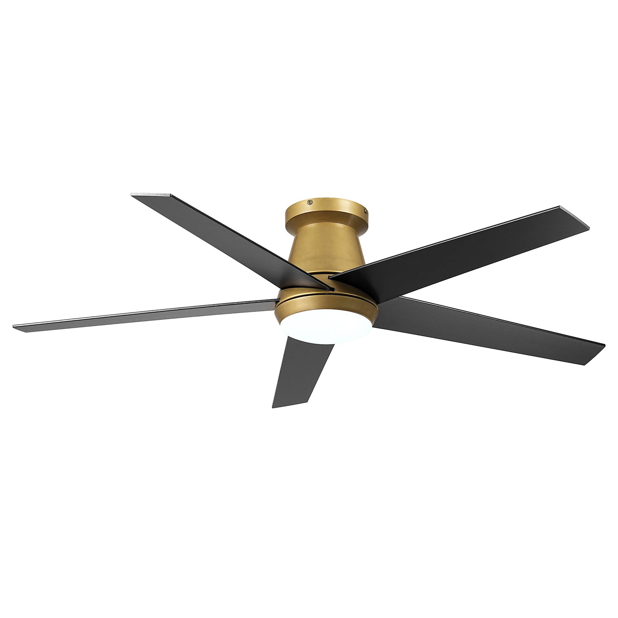 Alt View 9. Vaczon - 52 In. Modern 3CCT Dimmable LED Smart Flush Mount Ceiling Fan with Light, Remote and App Control,Double-Sided Blades - Gold.