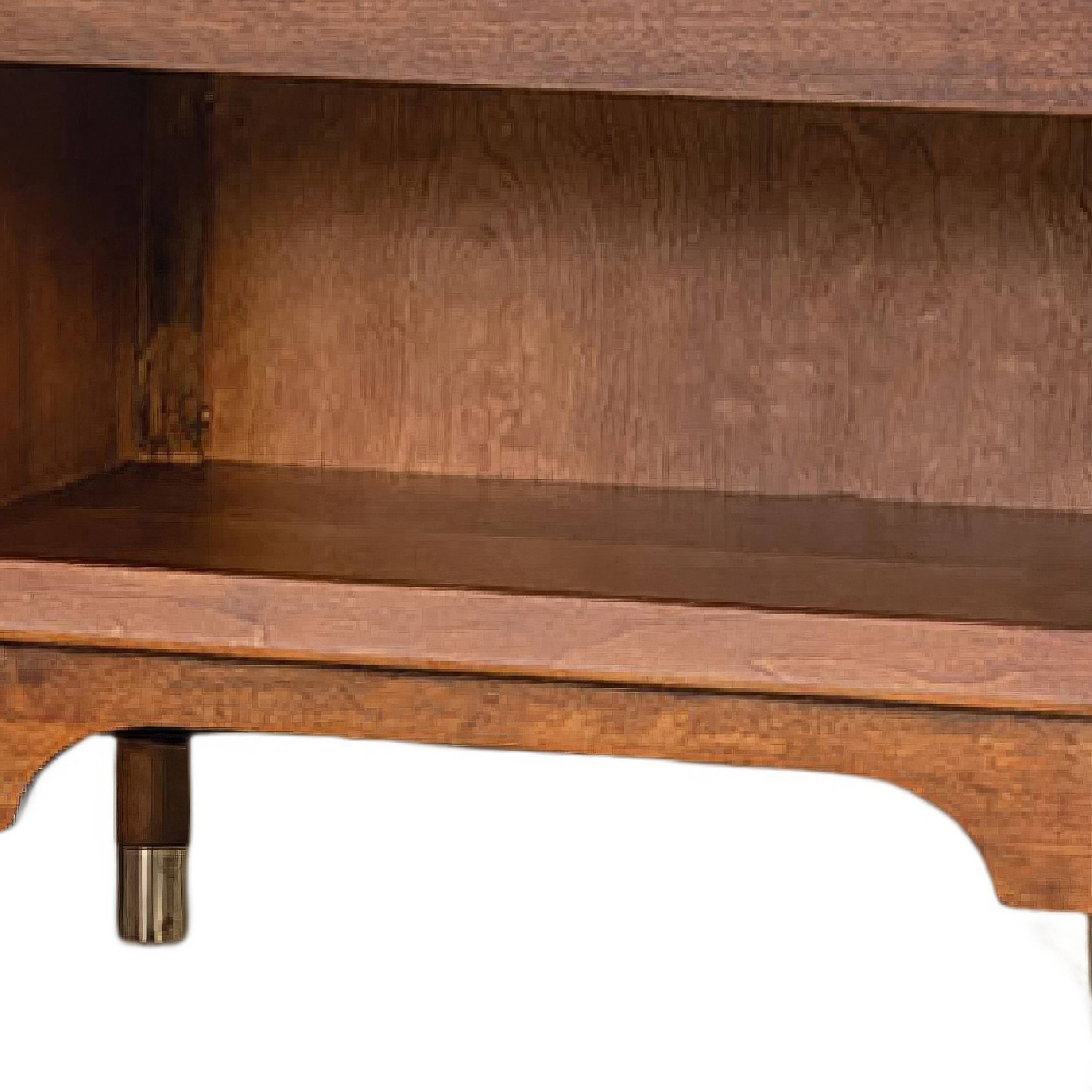 Alt View 2. Manhattan Lane - Urne Nightstand, 1 Drawer with Shelf, USB Port and LED - Walnut Brown, Gold.