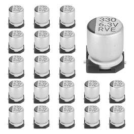 Unique Bargains - 330uF 6.3V SMD Aluminum Electrolytic Capacitor, Low Impedance, 6.3x7.7mm, 20pcs, for TV/Computer/DIY - Silver