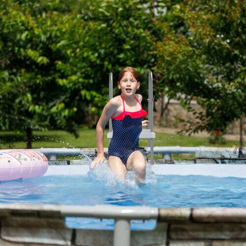 Alt View 9. Winado - 4-Step Swimming Pool Ladder Steel Frame 300lbs Capacity for Indoor Outdoor Above Ground Pools, Double-Sided Pool Stairs - Gray Frame & White Pedals.