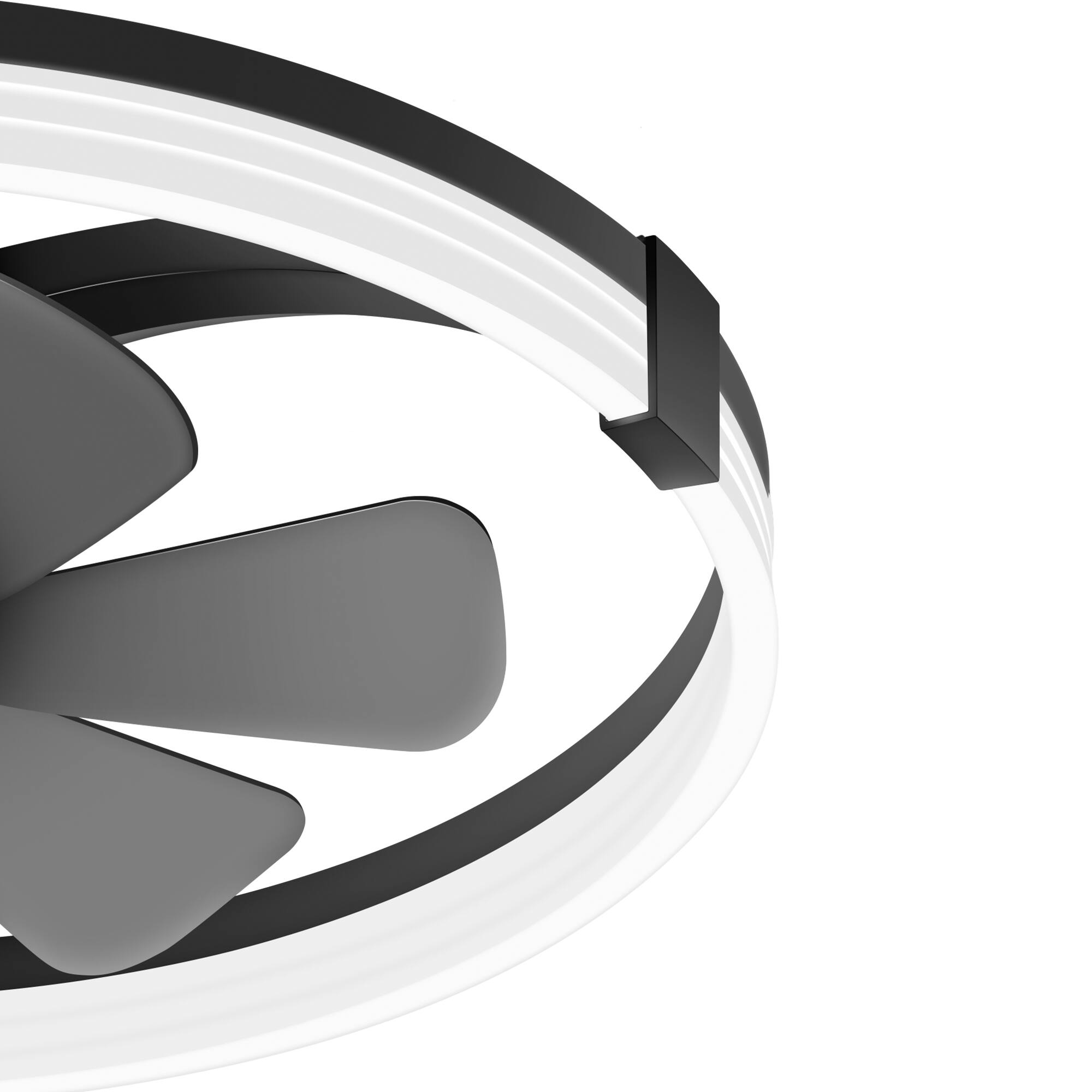 Alt View 5. Breezary - 23-Inch Flush Mount Detachable Enclosed Ceiling Fan - LED Ring Light, Remote, 6 Speeds, Dimmable & Reversible DC Motor - Black and Slate Blue.