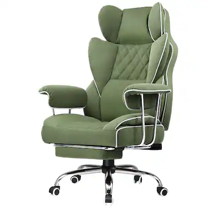 Front. GTPlayer - 400lbs Heavy Duty Gaming Chair Fabric Comfortable Ergonomic Computer Chair with Soft Armrests,Green - Green.