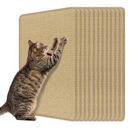 Gymax - 12-Piece Cat Scratcher Mat Set 24'' x 16'' Natural Sisal Pads for Indoor Cats - Yellow