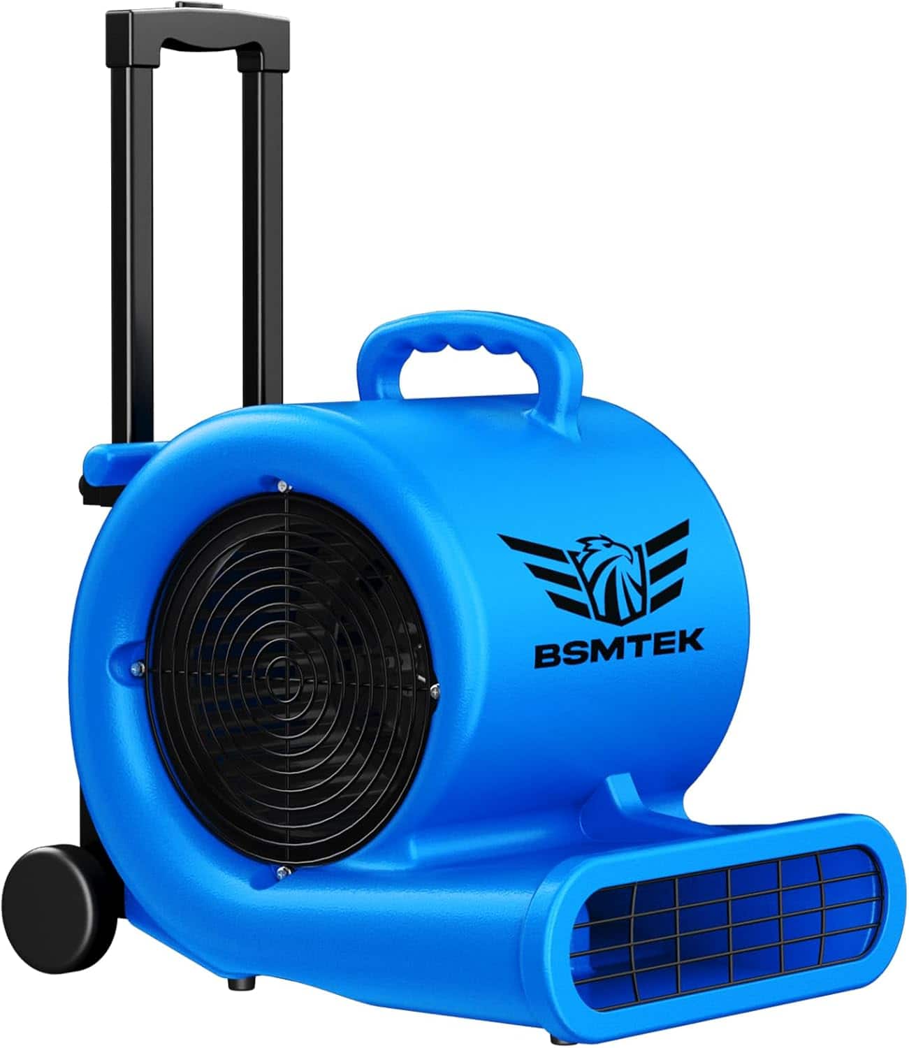 Front. BSMTEK - 5000 CFM Floor Blower, 1HP Air Mover Blower Fan with Handle Wheelkit, 3 Speeds, 4 Adjustable Angles - Blue.