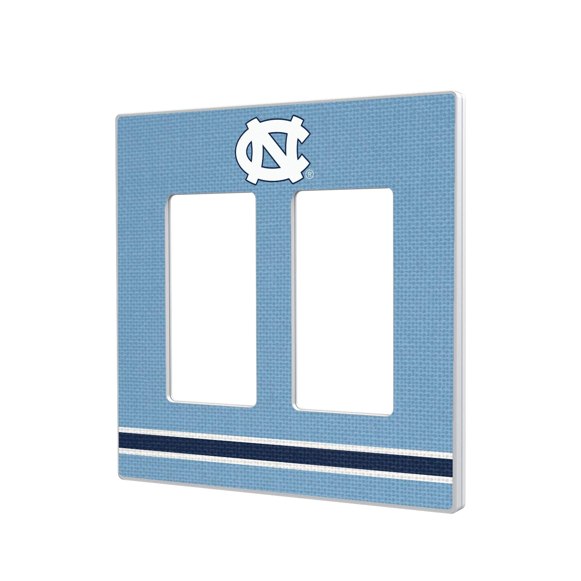 Keyscaper - North Carolina Tar Heels Stripe Design Double Rocker Light Switch Plate - Multicolor