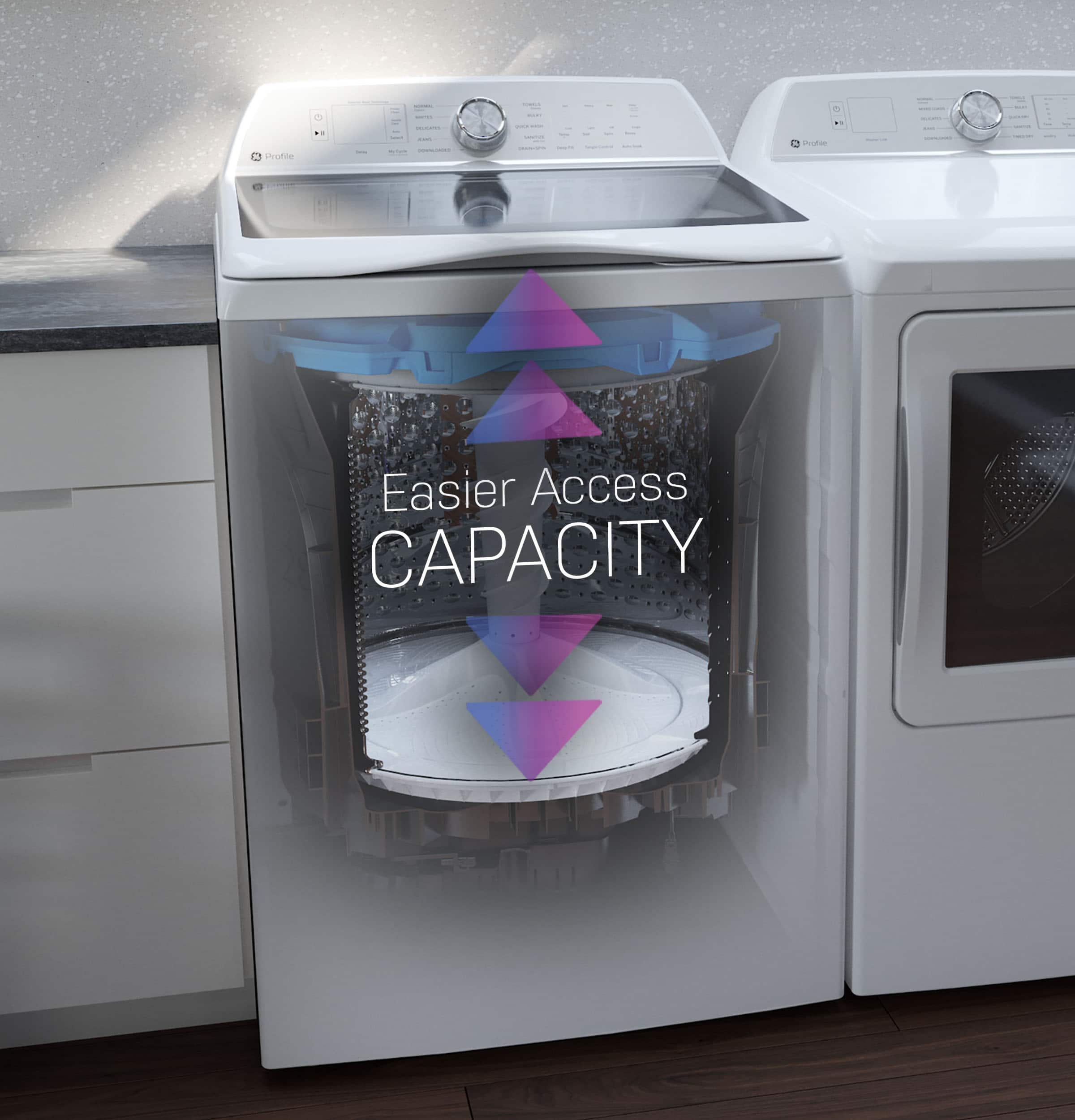 Alt View 13. GE Profile - 5.0 Cu. Ft. High Efficiency Smart Top Load Washer with Smarter Wash Technology, Easier Reach & Microban Technology - Diamond Gray.