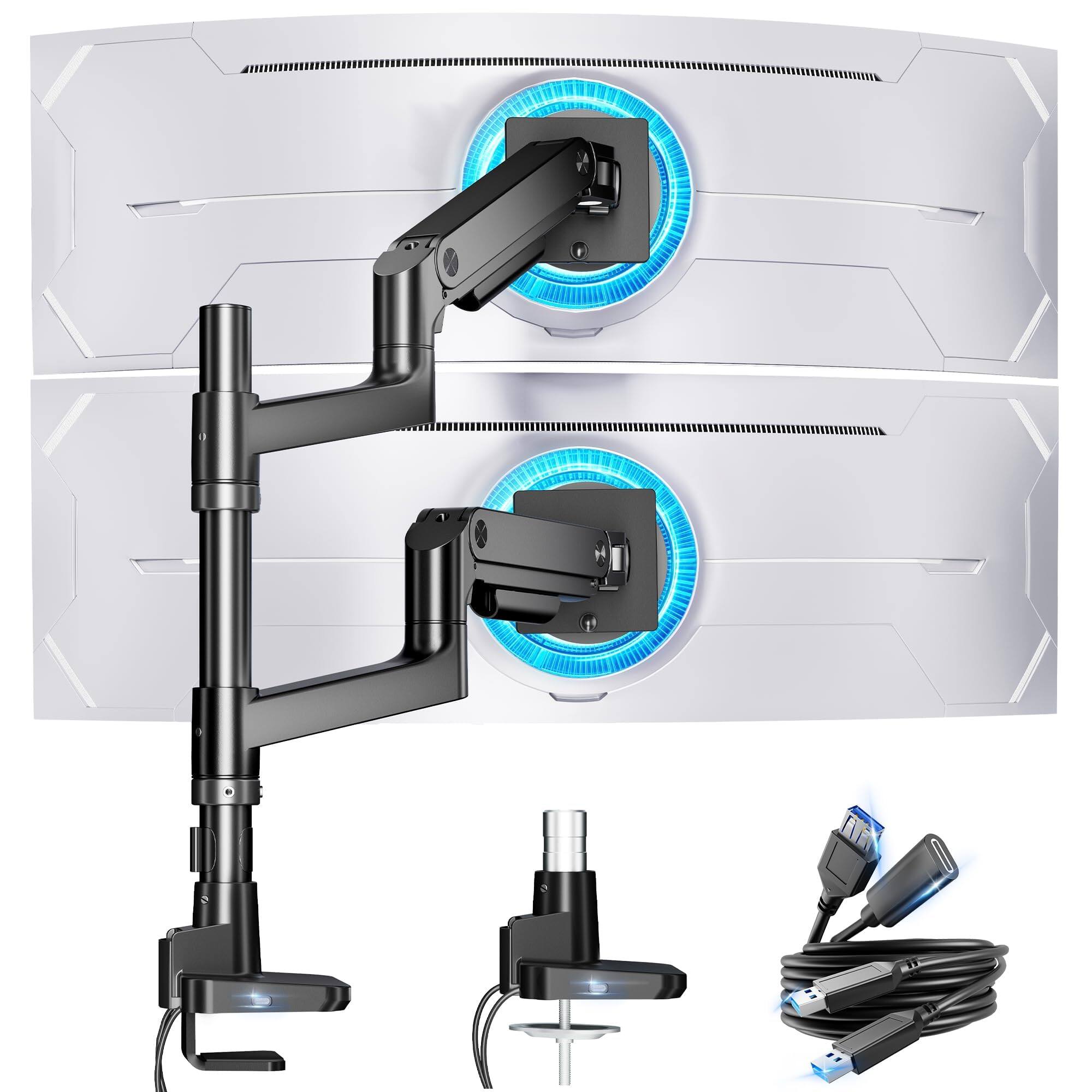 Black with USB Dual Monitor Stand