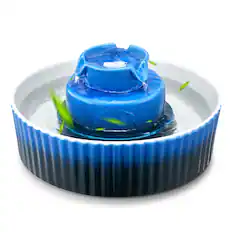 Front. VEVOR - Ceramic Cat Water Fountain, 2.1L/71oz Porcelain Pet Fountain with Quiet Pump, 360° Access and Multi-Layer Filtration - Dark blue.
