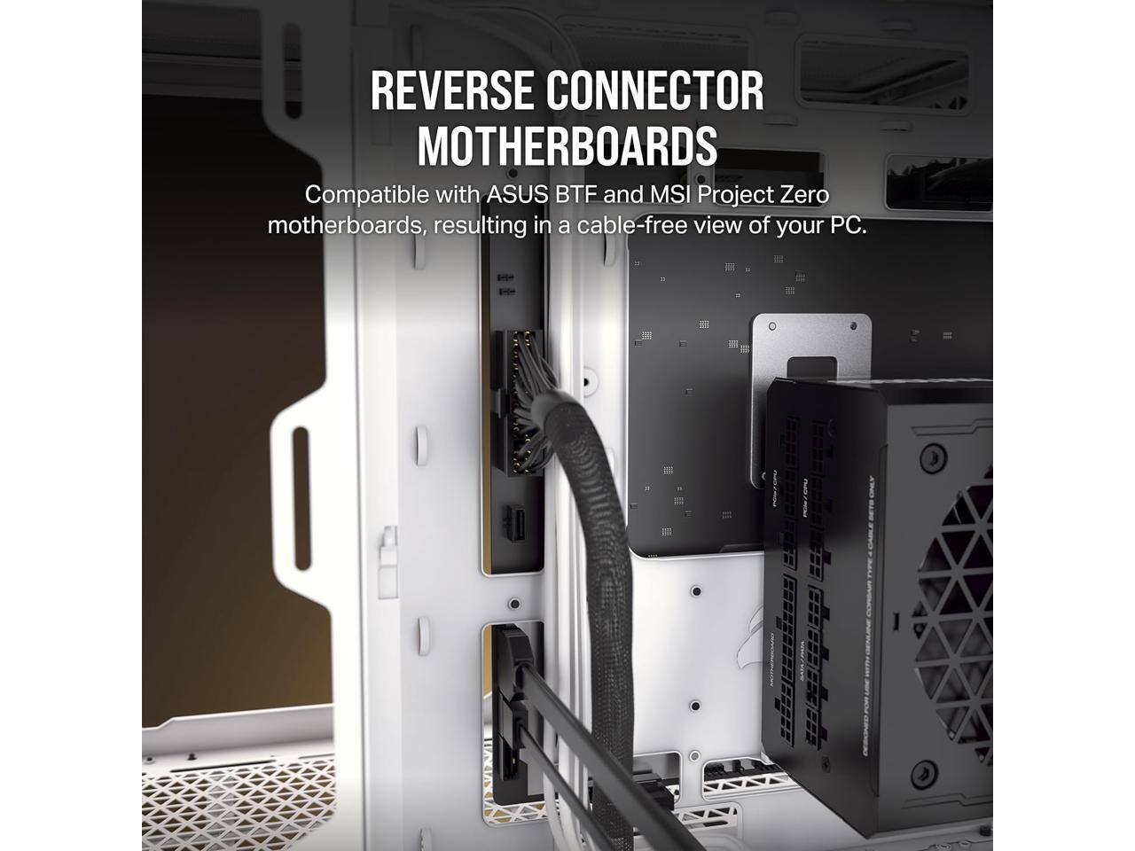 Alt View 5. CORSAIR - CORSAIR 6500D AIRFLOW Mid-Tower ATX Case – Tempered Glass – Reverse MB Support – White - White.