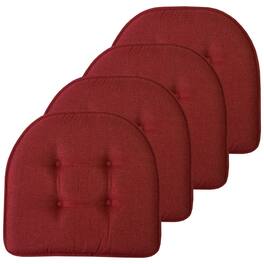 Sweet Home Collection - Solid Color U Shaped Memory Foam 17" x 16" Chair Cushions, 4-Pack - Wine