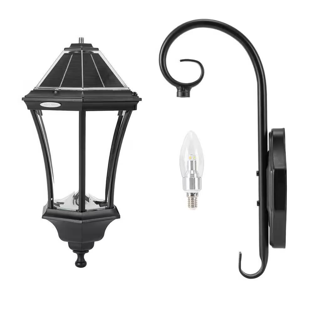 Alt View 1. Hivvago - Outdoor Farmhouse Solar Wall Light in Black Finish - 150 Lumens - Black.