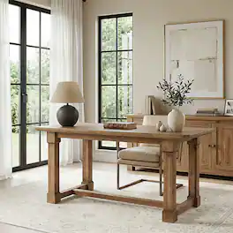 Tribesigns - Office Executive Desk with Solid Wood Construction, for Computer Work and Writing in Home Offices - Brown