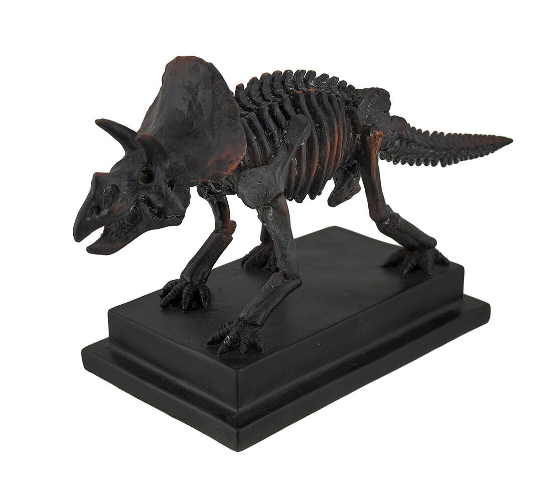 Alt View 1. Zeckos - Antique Bronze Finish Mounted Triceratops Skeleton Statue - Bronze.