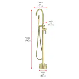 Elegant Kitchen and Bath - Steven Floor Mounted Roman Tub Faucet with Handshower - Brushed Gold