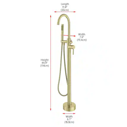 Length 11.8" (30cm)
Width 7.6" (19.4cm)
Height 44.9" (114cm)
Width 6.1" (15.5cm)