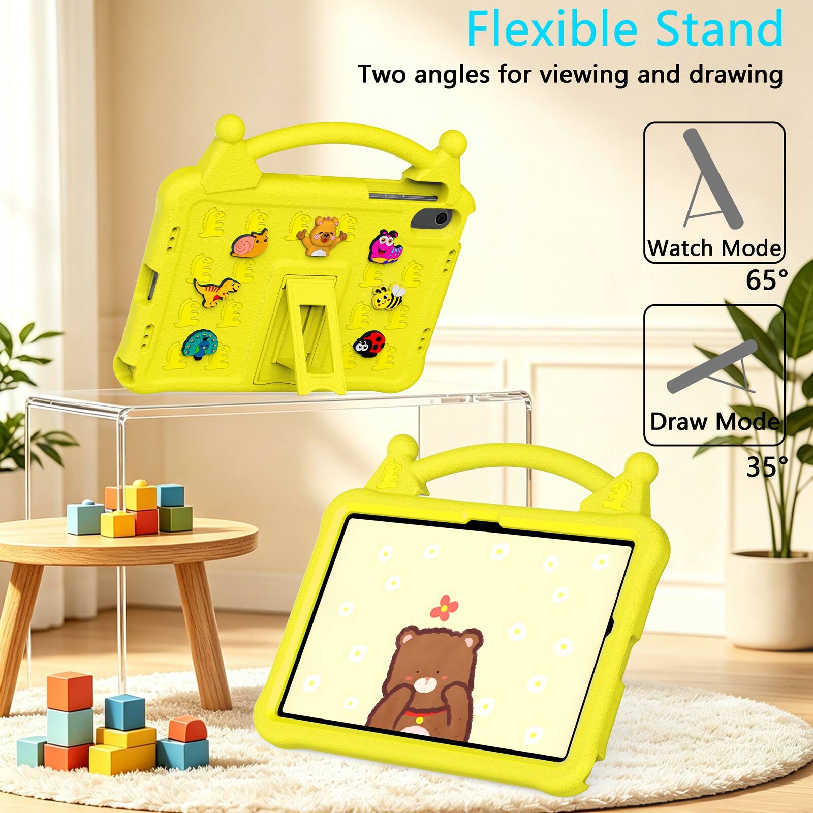 Flexible Stand  
Two angles for viewing and drawing  
Watch Mode 65°  
Draw Mode 35°