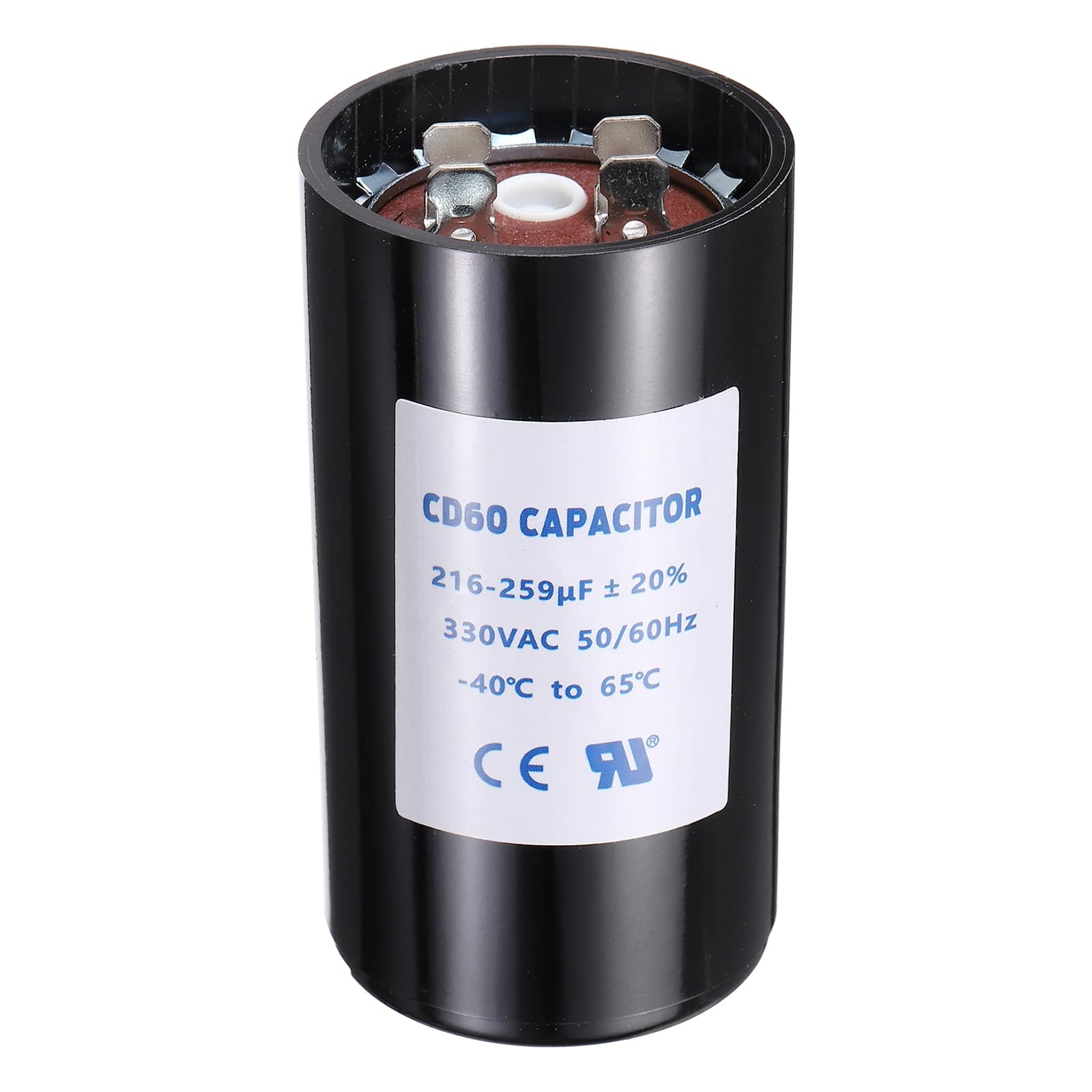 Unique Bargains - CD60 Capacitor 216-259uF 330VAC Run Motor Start Capacitor 50/60Hz for Electric Fan Motor Well Pump - Black