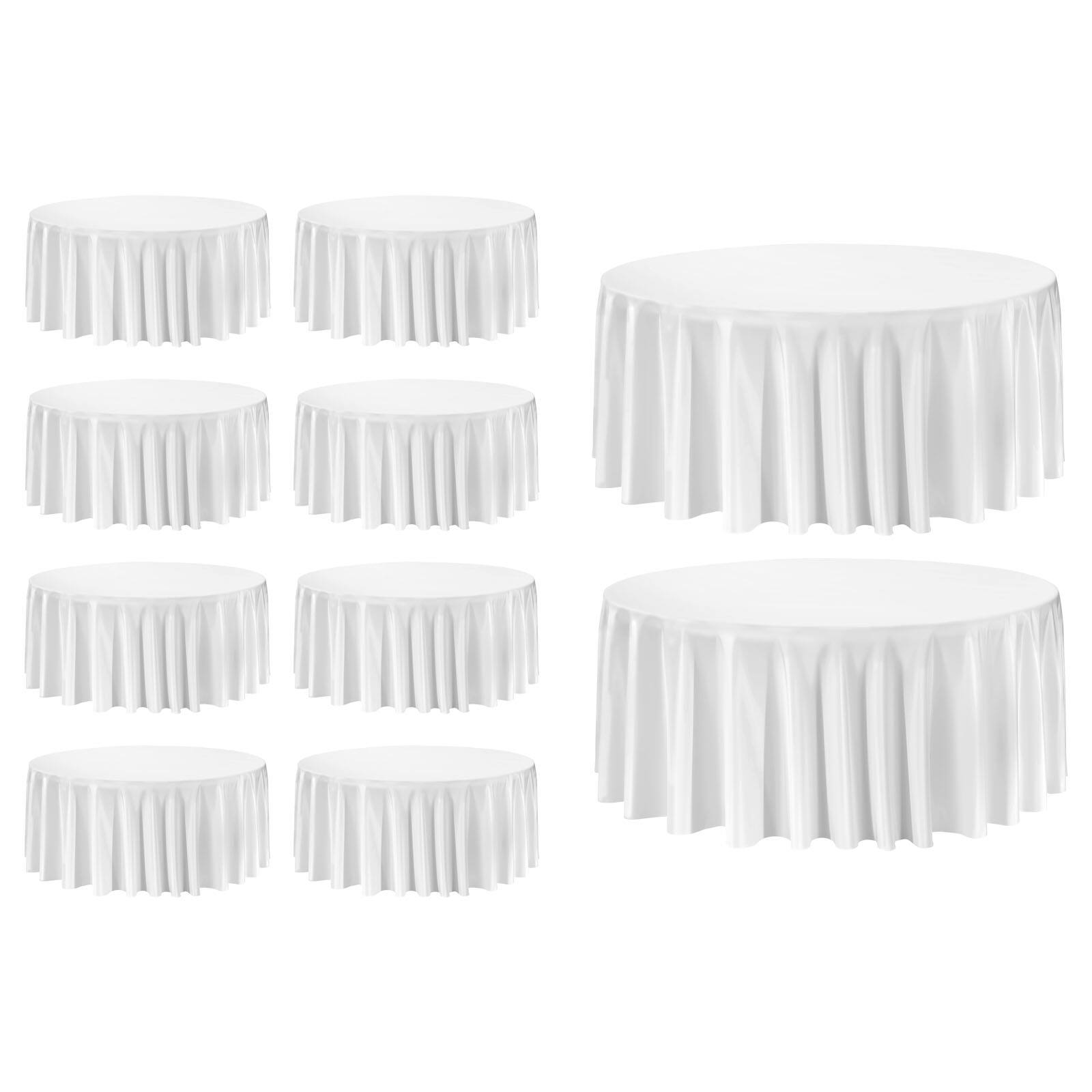 Alt View 5. VEVOR - White Round Tablecloths 10 Pack, 132 Inches in Diameter, Stain- & Wrinkle- Resistant, Machine Washable Table Clothes - White.