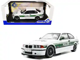 1991 BMW E36 M3 Custom "Drift Polizei" 1/18 Diecast Model Car by Solido - White with Green Stripes