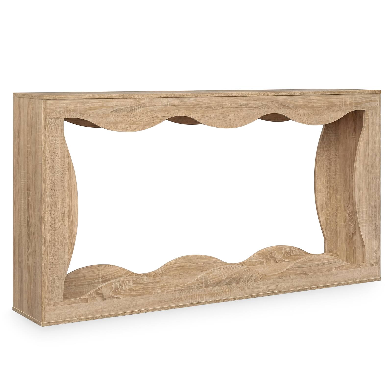 Alt View 9. Costway - Costway 63" Console Table, 2-Tier Narrow Entryway Table with Wavy Edge Storage Shelf - Natural.