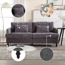 GOODSILO - Modern Upholstered Loveseat Sofa with Chenille Fabric and Solid Wood Frame for Living Room and Bedroom - Gray