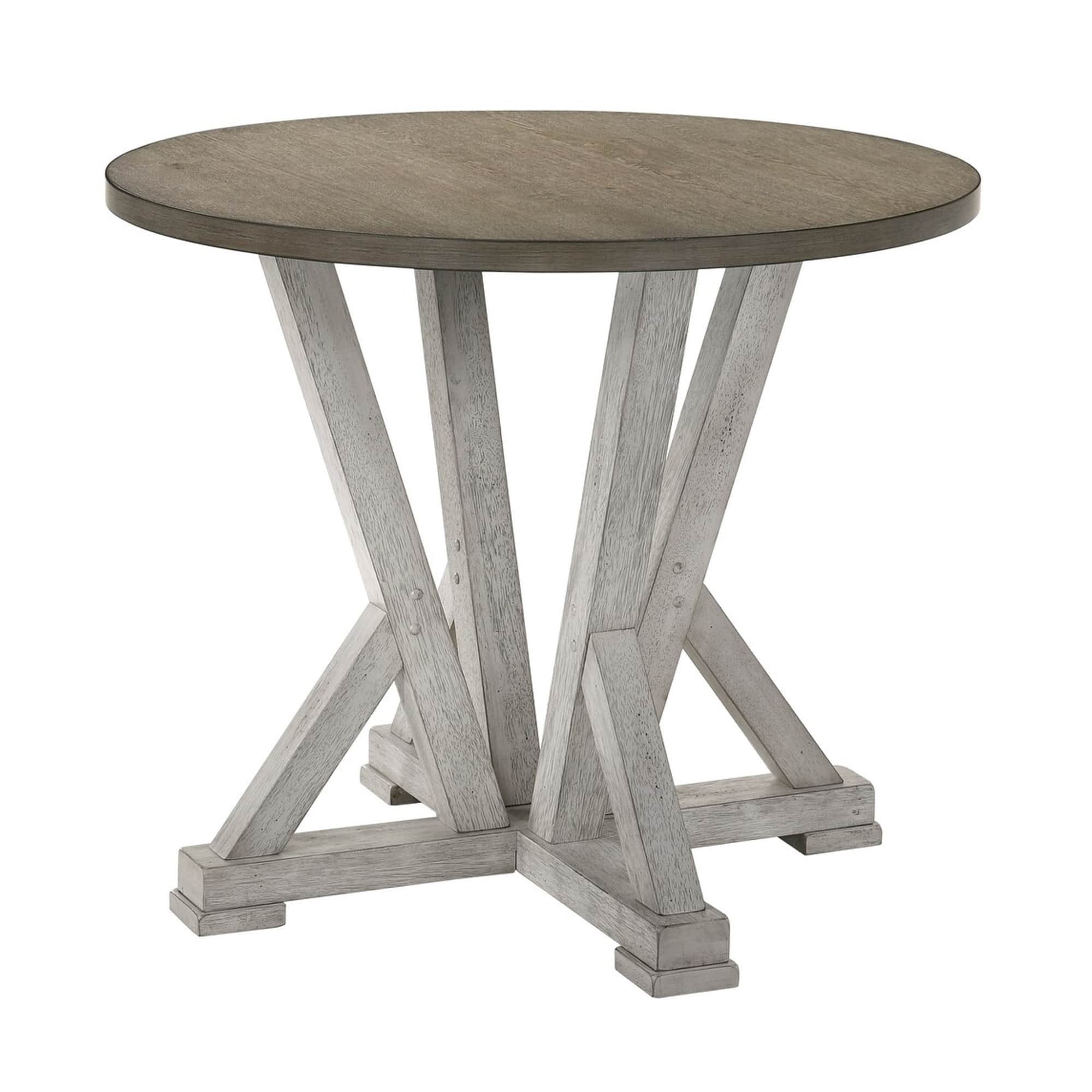 Manhattan Lane - Koe Counter Height Table, 48 Inch Brown Round Top, White Pedestal Base - Antique White, Ash Brown