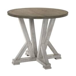 Manhattan Lane - Koe Counter Height Table, 48 Inch Brown Round Top, White Pedestal Base - Antique White, Ash Brown