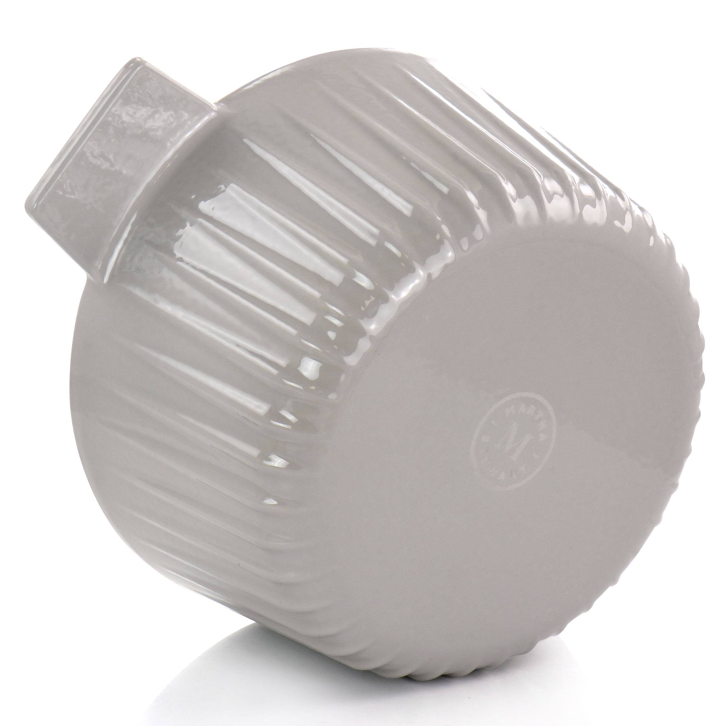 Alt View 5. Martha Stewart - Martha Stewart Eastholm Enameled Cast Iron 5 Quart  Embossed Stripe Dutch Oven with Lid in Warm Grey - Warm Grey.