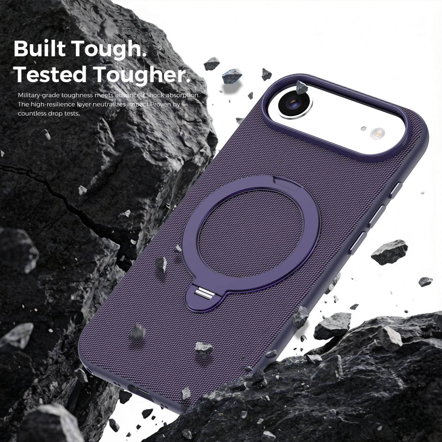 Built Tough.  
Tested Tougher.  

Military-grade toughness meets advanced shock absorption. The high-resilience layer neutralizes impact. Proven by countless drop tests.