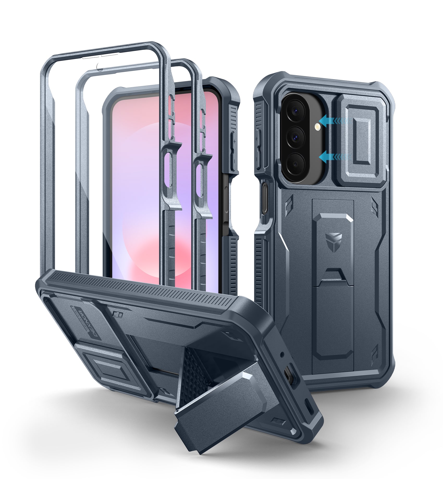 Dexnor - Hard Shell Case for Samsung Galaxy A27 5G with 2 Front Frame & Built-in Magnetic Slide Camera Cover & Kickstand - Navy Blue price history on PriceWatchPro