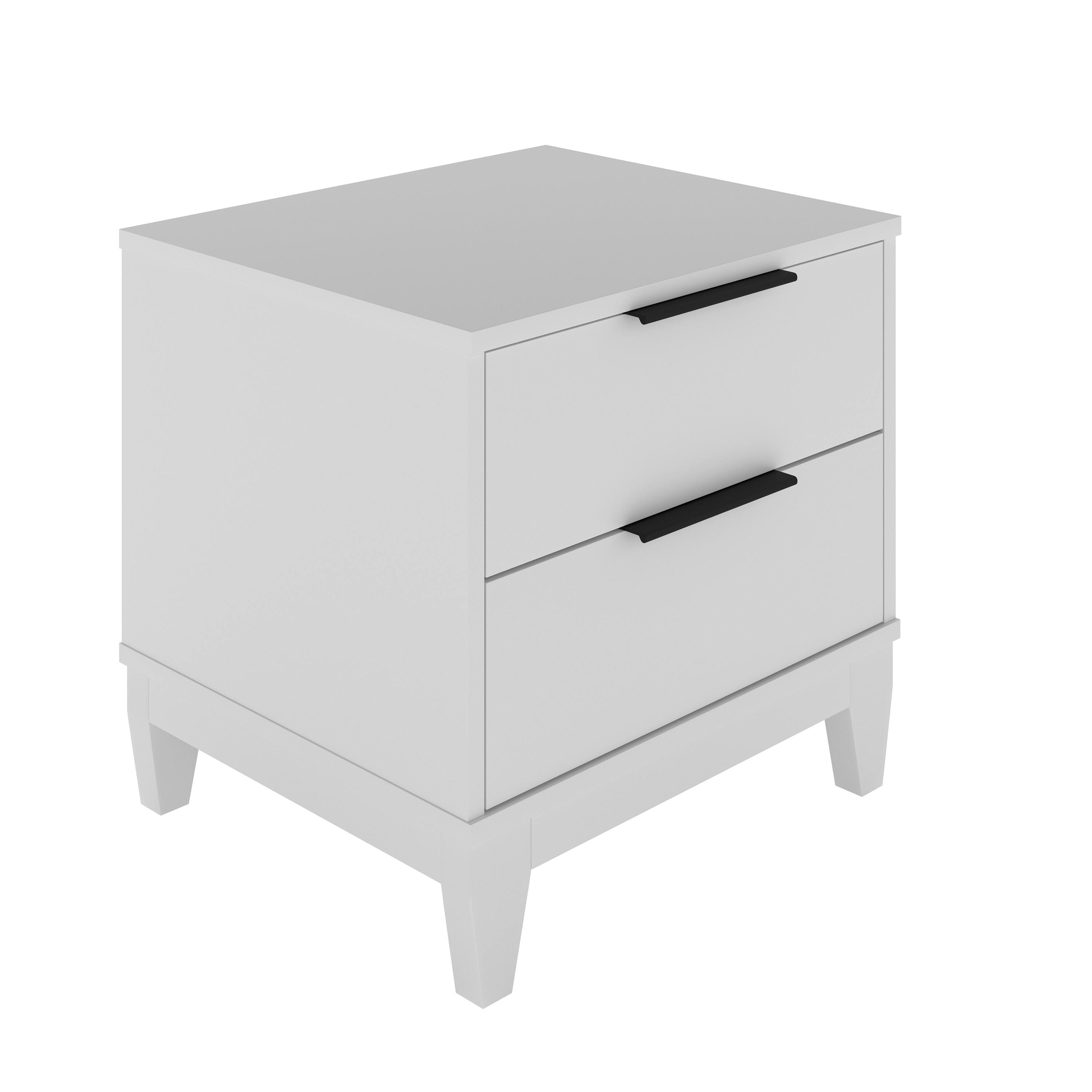 Alt View 2. Boyd Sleep - Boyd Sleep Mackay Two Drawer Low Profile Nightstand - White.