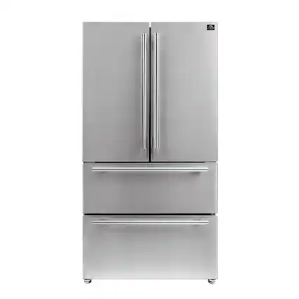Front. Forno Appliances - Moena 19.2 Cu. Ft. French Door Refrigerator - Stainless Steel.
