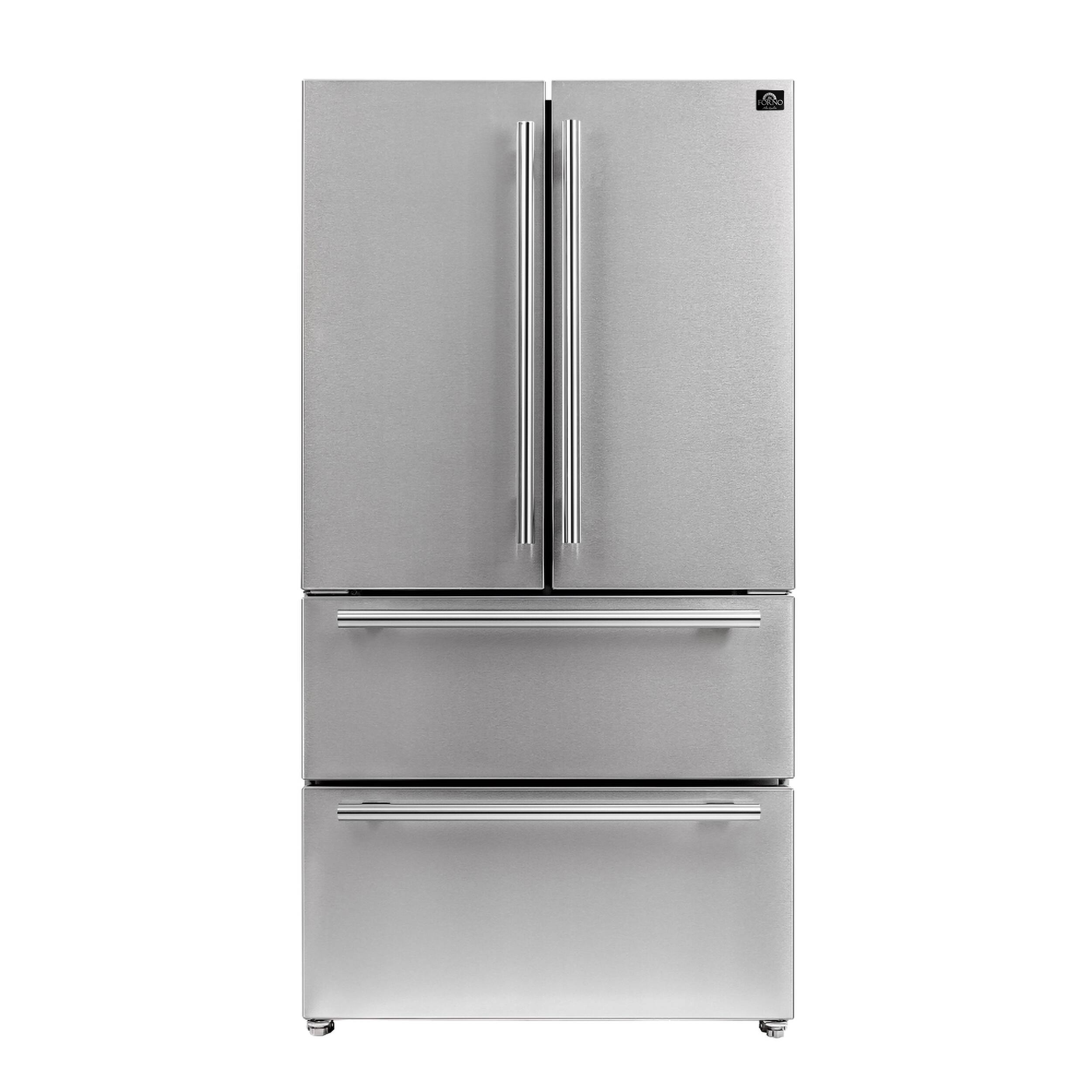 Front. Forno Appliances - Moena 19.2 Cu. Ft. French Door Refrigerator - Stainless Steel.
