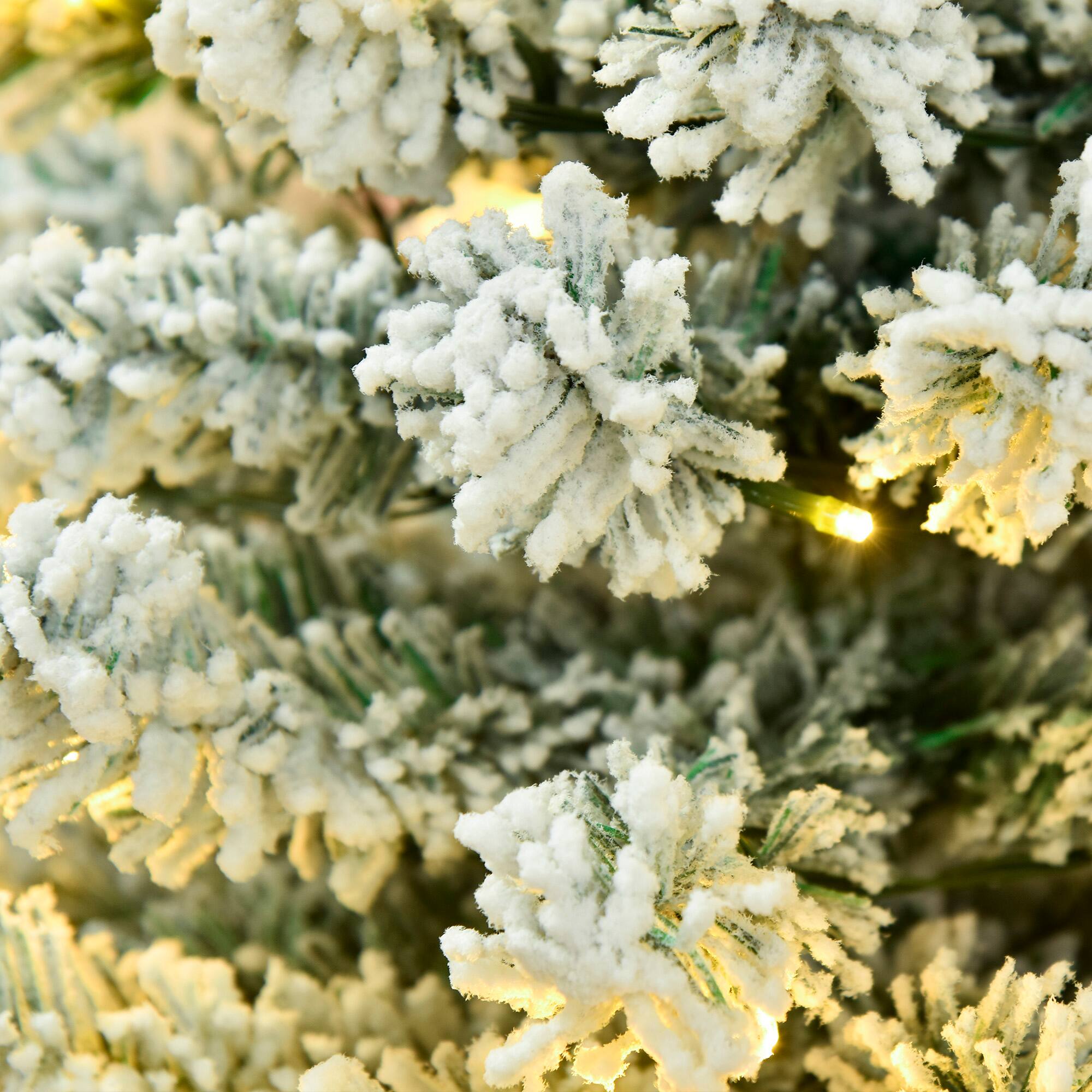 Alt View 6. Homcom - 6' Pre-Lit LED Snow Flocked Slim Artificial Christmas Tree w/ 462 Tips - Green.