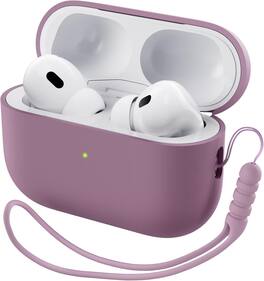 Ornarto - for AirPods Pro 2 Case (2022),Protective Liquid Silicone Cover with Lanyard,Front LED Visible Case - Lilac Purple