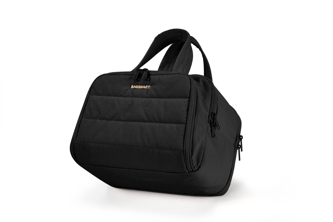 Angle. Bagsmart - Large Capacity Toiletry Bag, Multi-Compartment Cosmetic Organizer with Wet Pocket for Travel & Daily Use - Black.