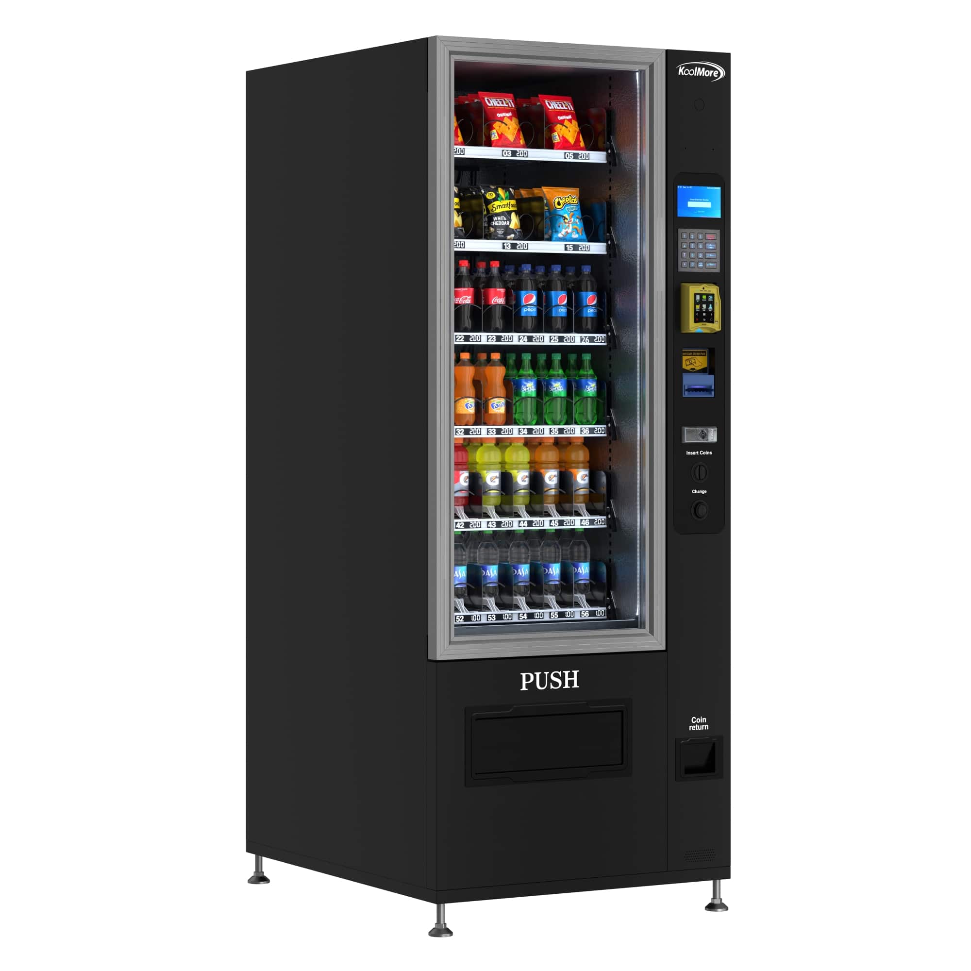 Koolmore - Refrigerated Snack and Drink Vending Machine with 36 Slots Featuring a Credit Card Reader and Coin/Bill Acceptor - Black
