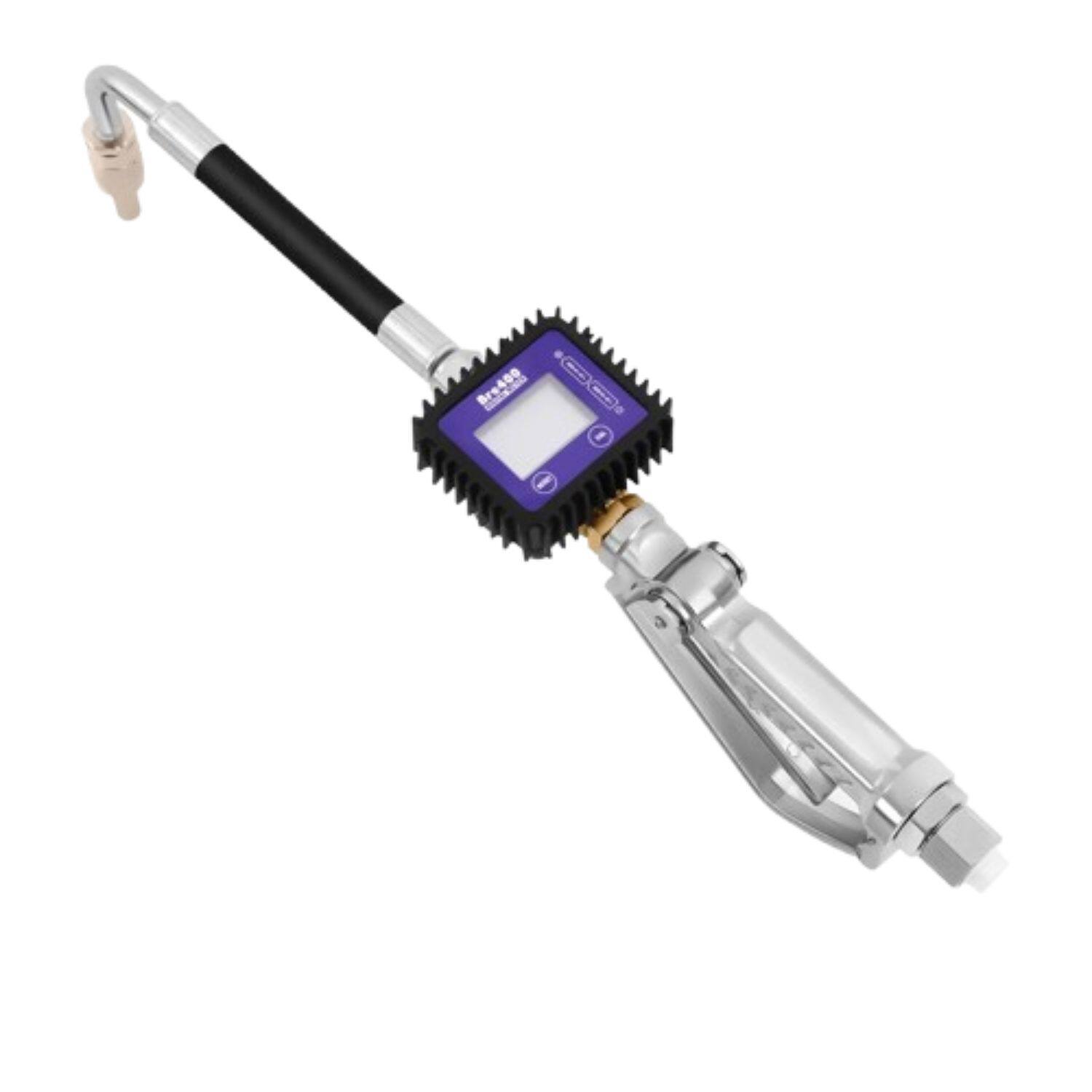 Front. Home Collection - Electronic Digital Oil Fluid Dispenser Meter Fueling Gun – 45BAR 360° Swivel Nozzle - Silver.
