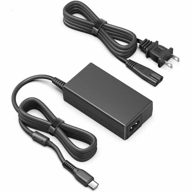 BTI Battery Tech - BTI 1P3K6UT#ABA-BTI 65W TYPE-C AC ADAPTER FOR CHROMEBOX G3, G4, DRAGONFLY Folio 13.5IN G3 2-in-1, DRGONFLY 13.5IN - Black